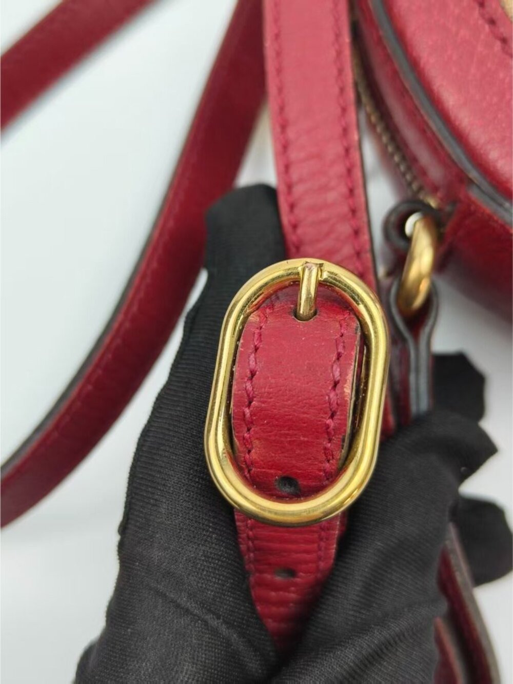 Pre-owned Gucci Doraemon X Ophidia Micro GG Supreme Round Crossbody Bag Burgundy - Picture 9 of 16